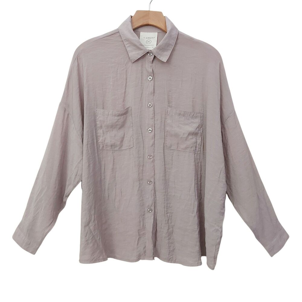 Katia Designs The Goddess Shirt Blouse Womens M/L Mocha Roll Tab Sleeve Boho